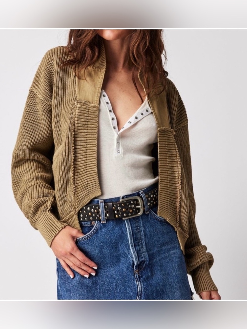 we the free people worn surplus cardigan olive sz large